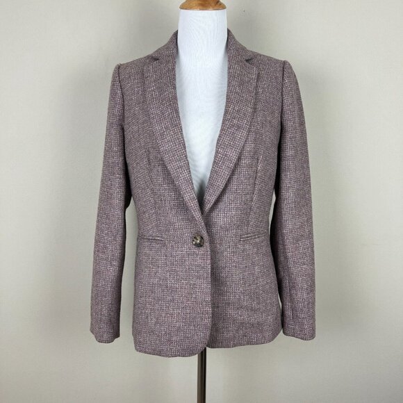 J Crew Parke Blazer Jacket Womens 4 English Birdseye Twill Wool Academia Preppy - Picture 1 of 15